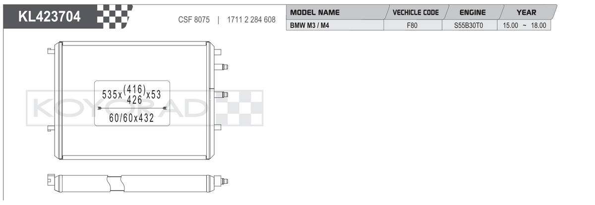 Koyo (Koyorad) Performance Radiator: BMW M3 / M4 F80 / F82