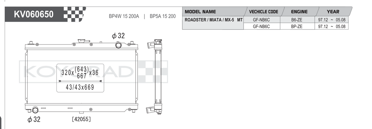 Koyo (Koyorad) Performance Radiator: Mazda MX-5 Miata NB