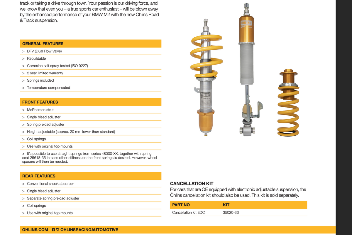 Öhlins Road & Track Coilovers – BMW M2 G87 / M3 G80 / M4