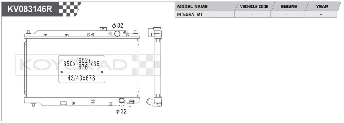 Koyo (Koyorad) Performance Radiator: Honda Integra MT w/