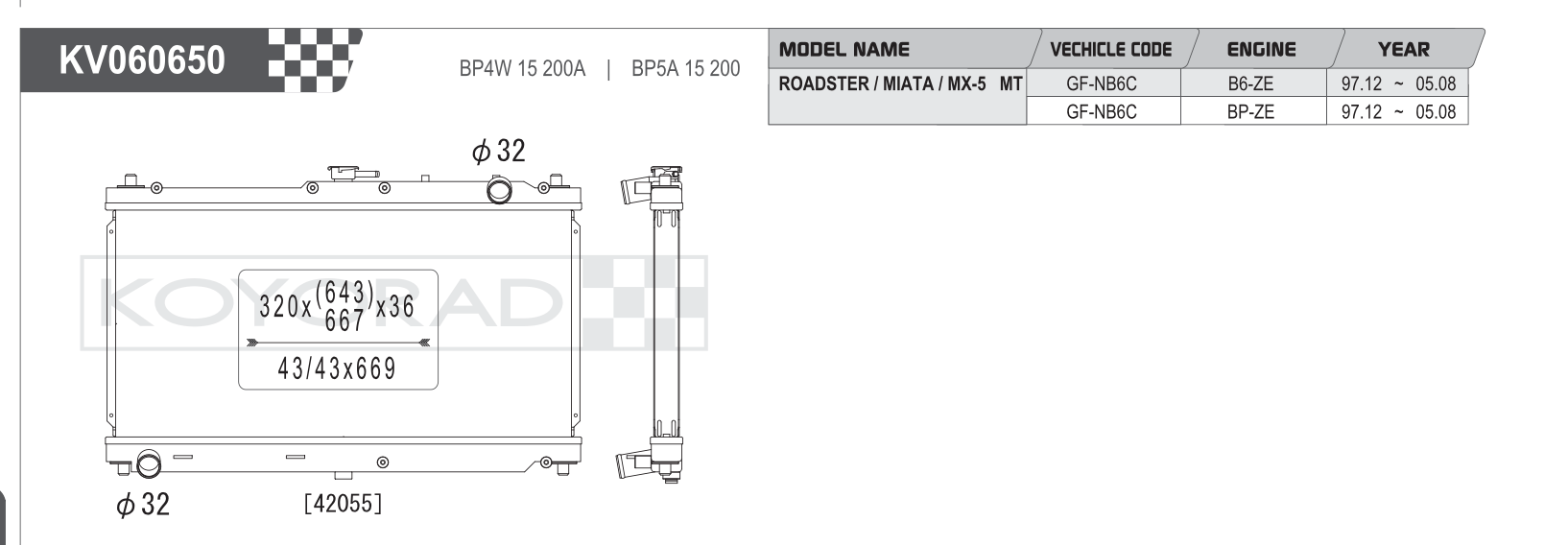 Koyo (Koyorad) Performance Radiator: Mazda MX-5 Miata NB