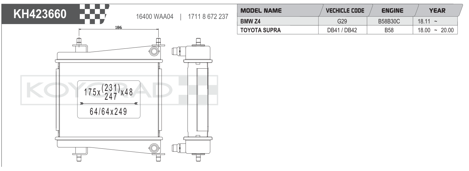 Koyo (Koyorad) Performance Radiator: Toyota GR Supra A90