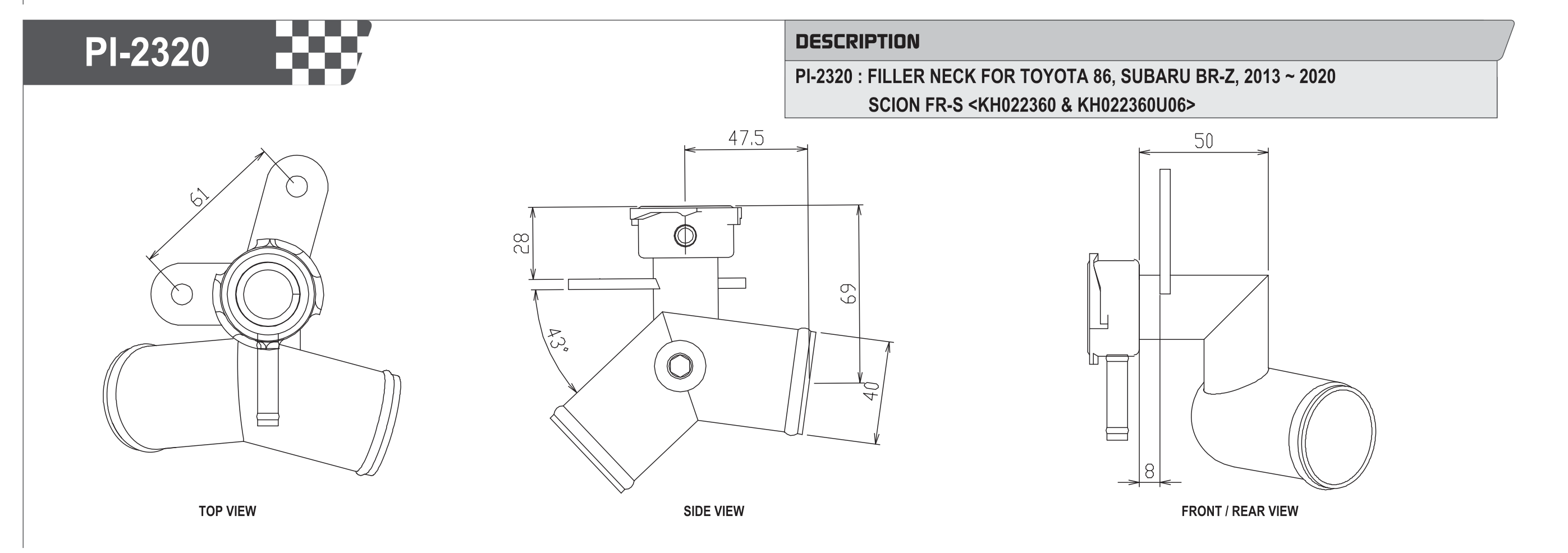 Koyo (Koyorad) Racing Aluminium Filler Neck & Cap: Subaru
