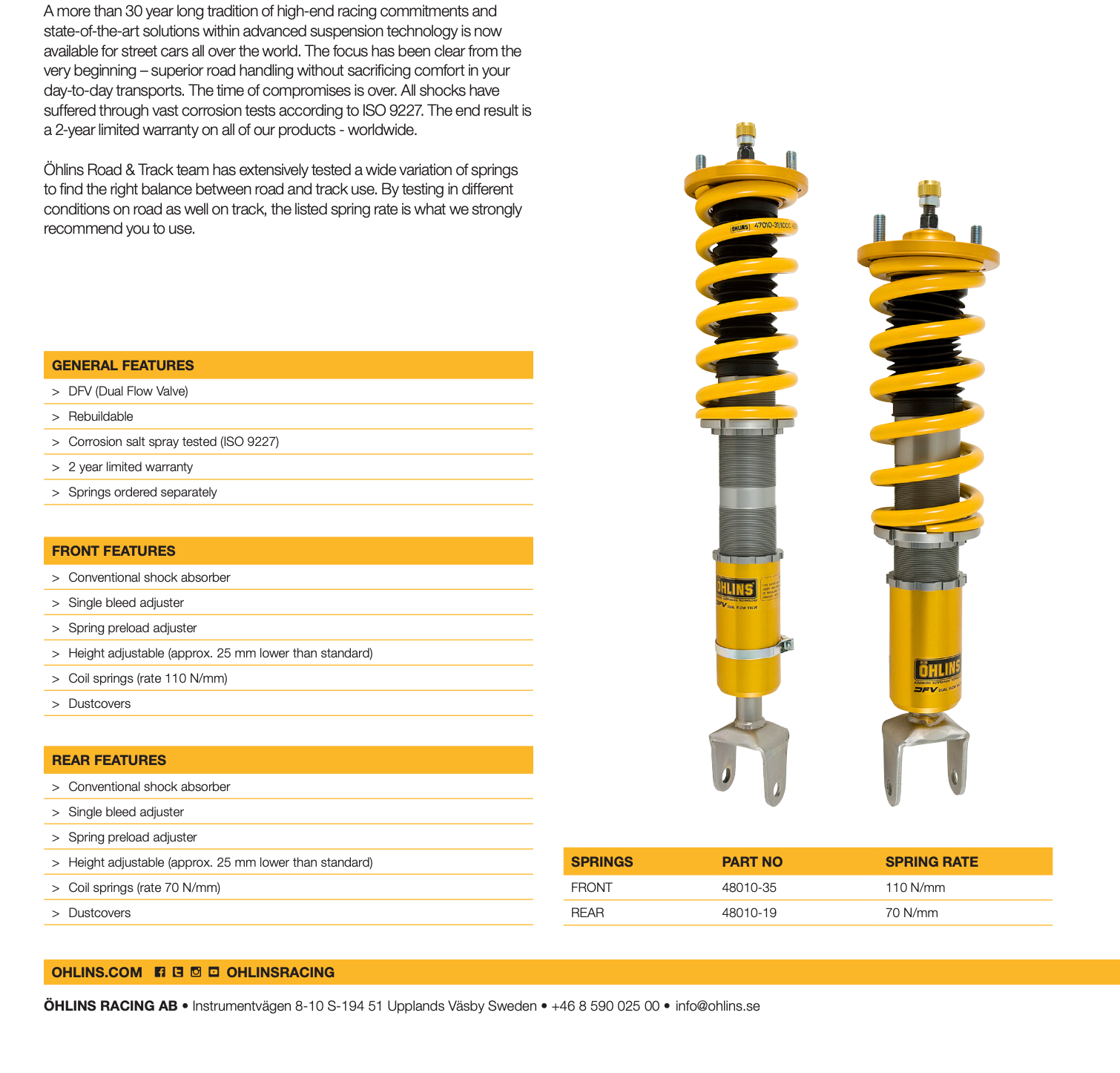 Öhlins Road & Track Coilovers – Honda S2000 AP1/AP2